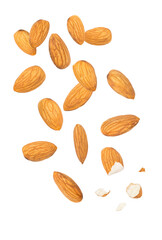 Almonds isolated on white background