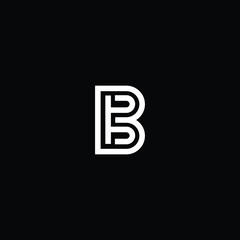 Minimal elegant monogram art logo. Outstanding professional trendy awesome artistic B BB initial based Alphabet icon logo. Premium Business logo white color on black background 