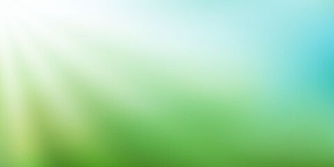 Abstract green blurred gradient background. Nature backdrop with sunlight. Vector illustration. Ecology concept for your graphic design, banner, website or poster