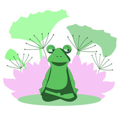 frog in the Lotus position. the frog does yoga. calm and Zen.