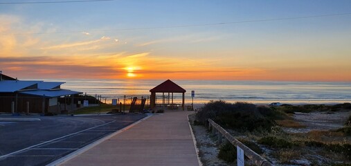 Shelter by the beach captured during a beautiful sunset