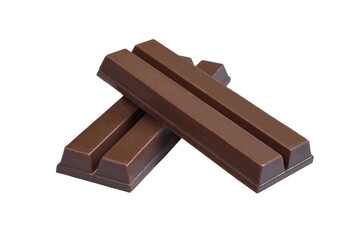 Wafer covered in dark chocolate and isolated on white background. Tasty choco snack