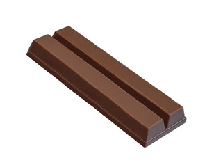 Wafer covered in dark chocolate and isolated on white background. Tasty choco snack