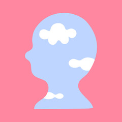 Human, Man or Woman Head Silhouette. Thinking Person. Vector Illustration.