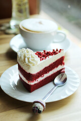 red velvet cake and coffee