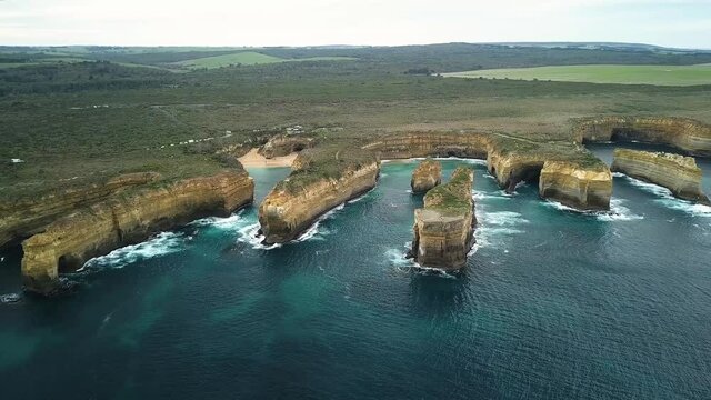 Aerial Shot of Loch Ard Gorge Great Ocean Road  Victoria  Australia