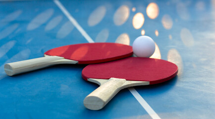 tennis de table sport loisir bleu rouge