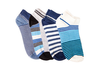 Pairs of socks striped isolated on white background