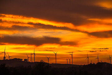 Fototapeta na wymiar wind turbine at sunset