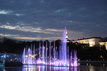 Fototapeta premium bright firework in river during Independence Day celebration