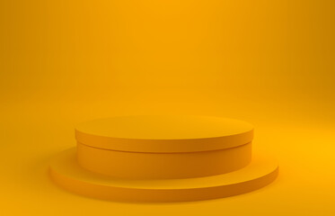 Yellow podium on a yellow background