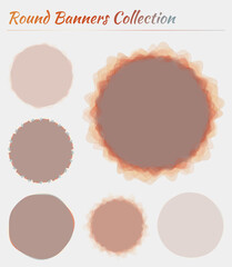 Collection of round shapes. Circular backgrounds in soft red colors. Cool vector illustration.