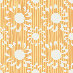 Small white and middle yellow flowers seamless pattern.