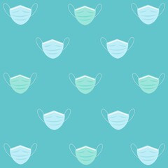 Seamless pattern background with medical mask or surgical mask, safety mask, protection 