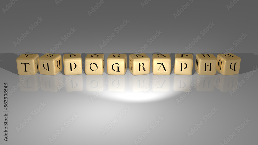 Fototapete 3d illustration of typography graphics and text made by metallic dice letters for the related meanin