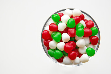 Christmas colors candy bowl white green red