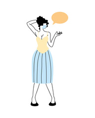 girl with bubble chat text