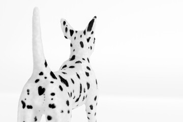 Dog with black polka dots stand back and have a heart-shaped pattern on the bottom. 3D Render.