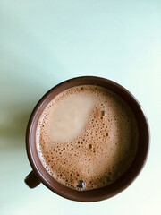 a cup of coffee with foam