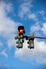 traffic light on sky background