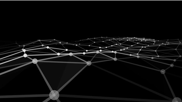 Abstract background dots and lines. Futuristic plexus dynamic wave. 3D rendering