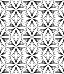 Fototapeta premium Vector geometric seamless pattern. Repeating monochrome geometric pattern with abstract flowers.