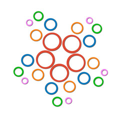 Beautiful element with multi-colored circles. Suitable as logo, sticker, background.