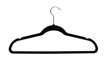 Black metallic clothes hanger isolated on white background