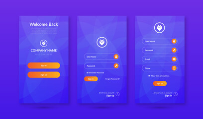 Sign in & Sign up screens ui kit for Mobile App Template