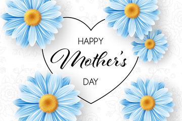 Happy Mothers day background with daisy flowers. Greeting card, invitation or sale banner template