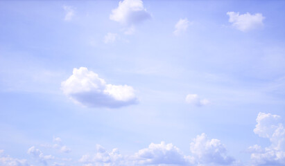 Naklejka na ściany i meble White cloud and blue pastel sky background with copy space. Cloud line and blue sky background for fill your text.