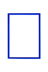 Blue photo frame isolated on white background. Blank picture template