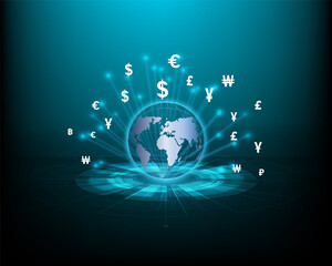 Naklejka na ściany i meble Finance, money transfer, currency exchange, global stocks