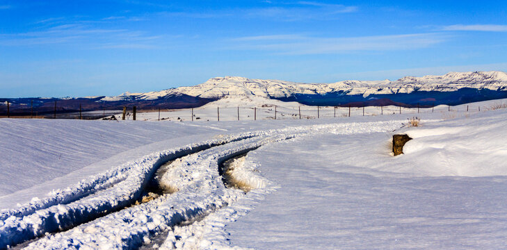 African stock photo of Natal Midlands Drakensburg snow landscape South Africa