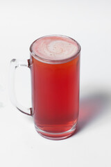 craft and colored beer set in mugs isolated
