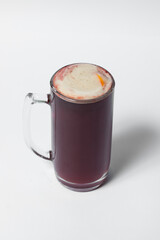 craft and colored beer set in mugs isolated
