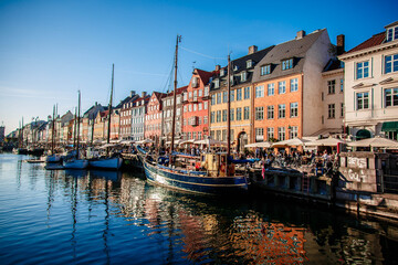 Embankment Nyhavn in the old town of Copenhagen.