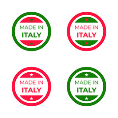 Made in Italy label sign vector illustration design for product symbol tag and emblem inspired by Italian flag red and green style