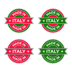 Made in Italy icon symbol design vector illustration for product badge, emblem and insignia, based on italian red and green national flag