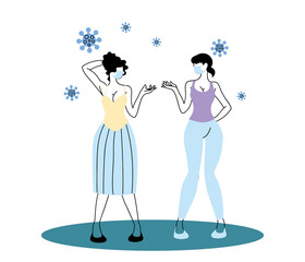 young women with mask in protection of coronavirus