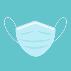 Blue medical mask or surgical mask, protection, safety, health care concept illustration 