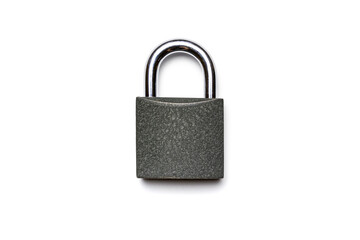 Padlock isolated on white background. Metal lock pad for key, security concept. © Maksym