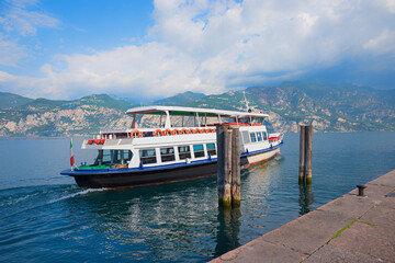 excursion with the passenger liner at lake gardasee italy, summer landscape