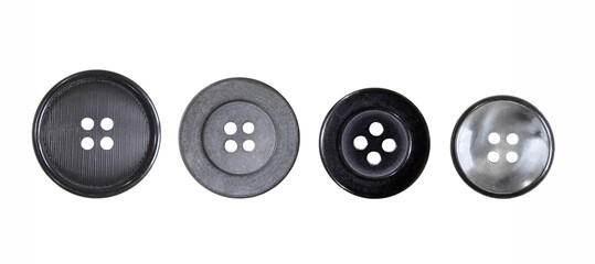 Set of different sewing buttons for clothes isolated on white background.