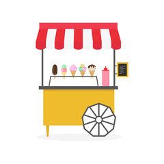 Obraz premium Cartoon ice cream cart, street food.