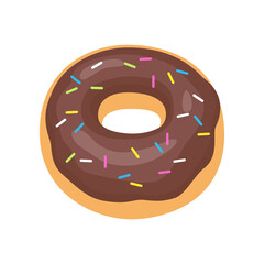 Cartoon donut with glaze, donut icon.