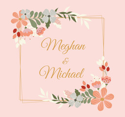 Fototapeta na wymiar Beautiful floral wedding invitation