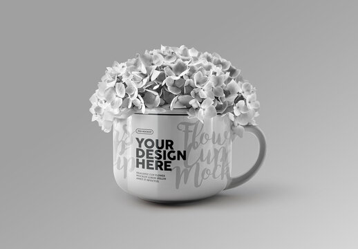 Minimal Cup of Flowers Mockup