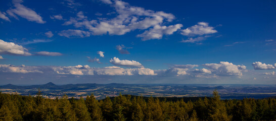 Fototapeta na wymiar nice panorama nature view to hills in bohemia Czech republic