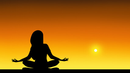 silhouette of yoga woman